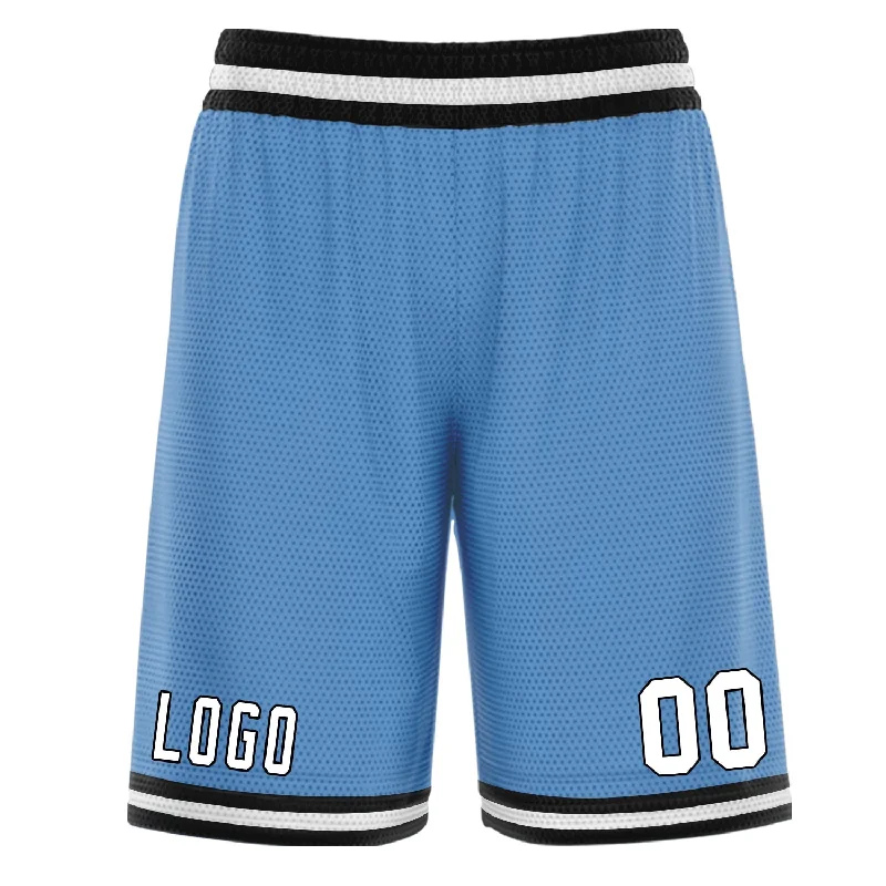 Personalized basketball shorts for kids' leagues-Custom Light Blue White Black Basketball Shorts