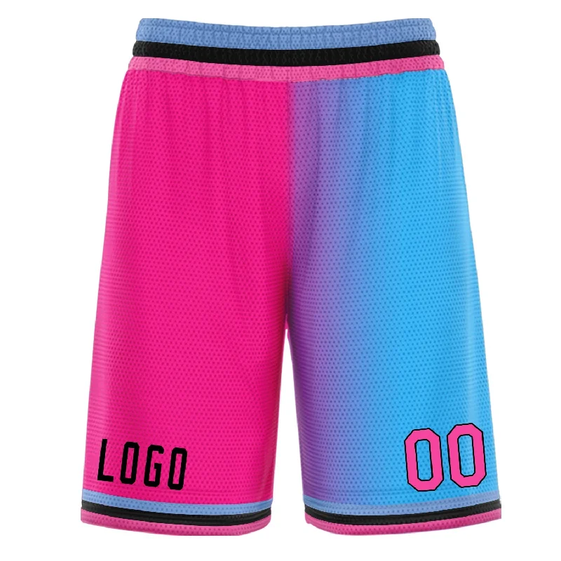 Custom basketball shorts with performance fabric-Custom Pink Blue Gradient Fashion Basketball Shorts