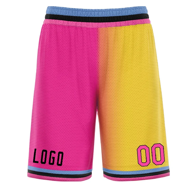 Custom basketball shorts for tournament play-Custom Pink Yellow Gradient Fashion Basketball Shorts