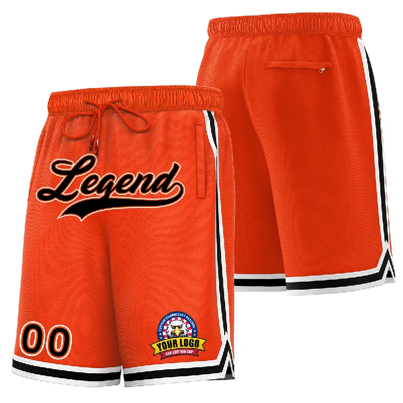 Custom basketball shorts for professional players-Custom Orange Black Basketball Shorts