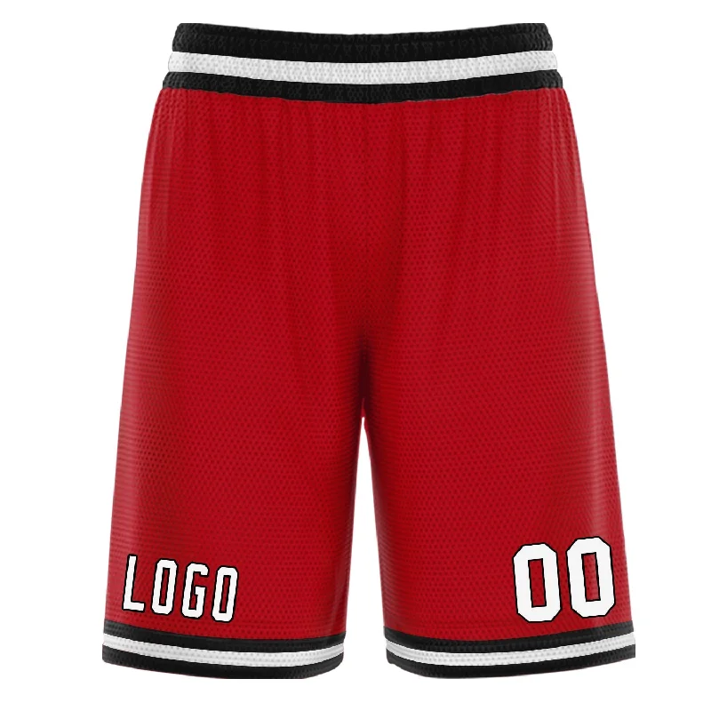 Basketball shorts with modern waistband design for comfort-Custom Red Black White Basketball Shorts