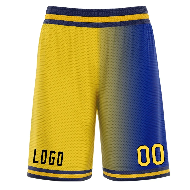 Personalized basketball shorts with unique patterns-Custom Yellow Blue Athletic Gradient Fashion Basketball Shorts