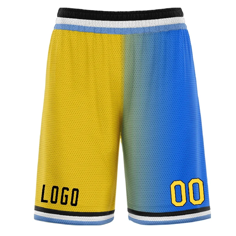 Personalized basketball shorts for school sports days-Custom Yellow Blue Gradient Fashion Basketball Shorts