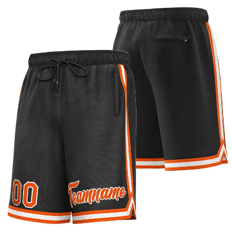 Personalized basketball shorts with team logo-Custom Black Orange-White Sport Basketball Shorts