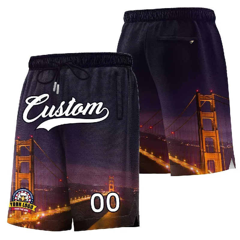 Custom basketball shorts for exhibition games-Custom Personalized San Francisco City Landscape Basketball Shorts