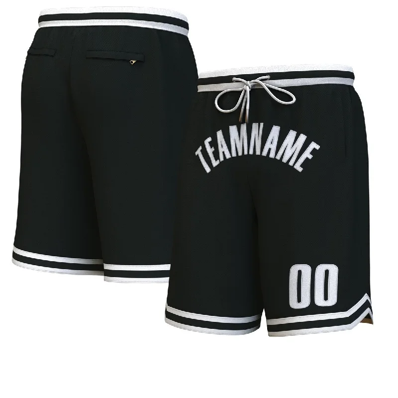 Basketball shorts with thick waistband for added comfort-Custom Black White Personalized Basketball Shorts