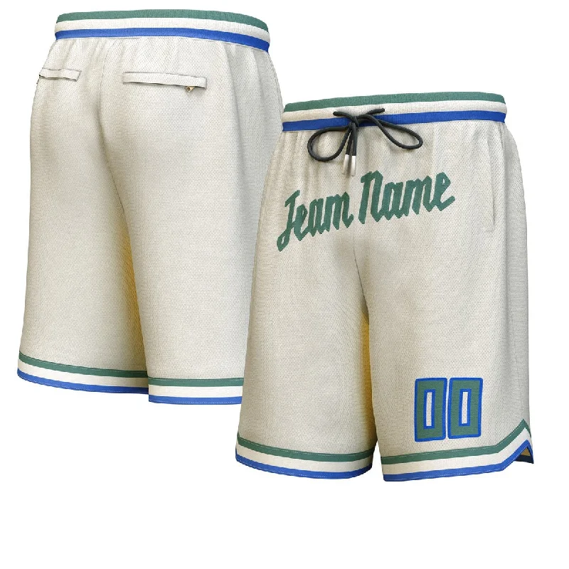 Basketball shorts with elastic stretch material for flexibility-Custom Cream Hunter Green Personalized Basketball Shorts