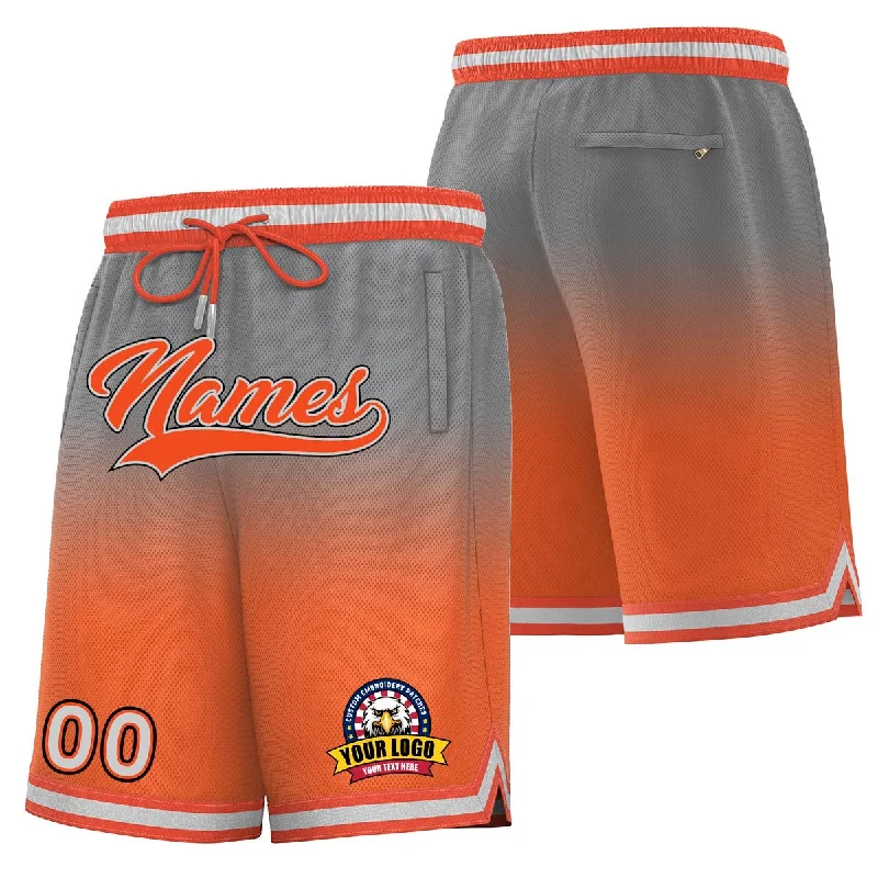 Basketball shorts with breathable fabric for outdoor play-Custom Gray Orange Personalized Gradient Fashion Basketball Shorts