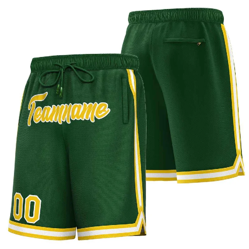 Premium basketball shorts with reinforced stitching-Custom Green Yellow-White Sport Basketball Shorts