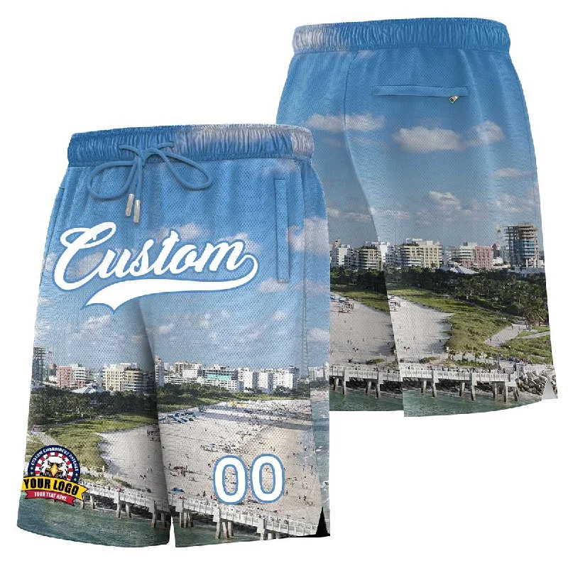 Basketball shorts with modern design elements-Custom Personalized Miami City Landscape Basketball Shorts