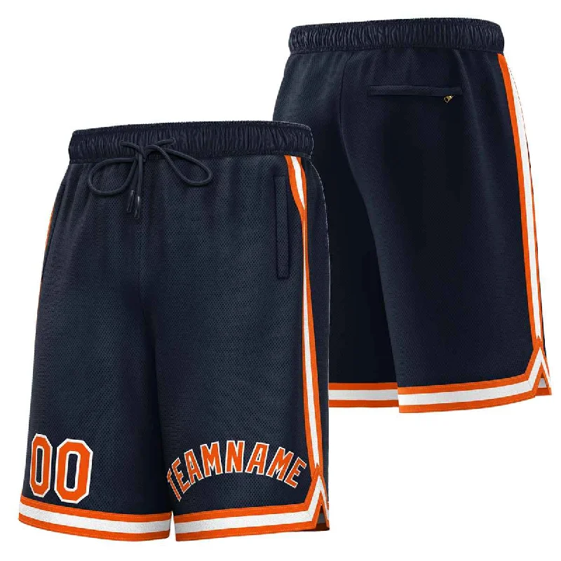 Basketball shorts with contrast stitching for style-Custom Navy Orange-White Sport Basketball Shorts