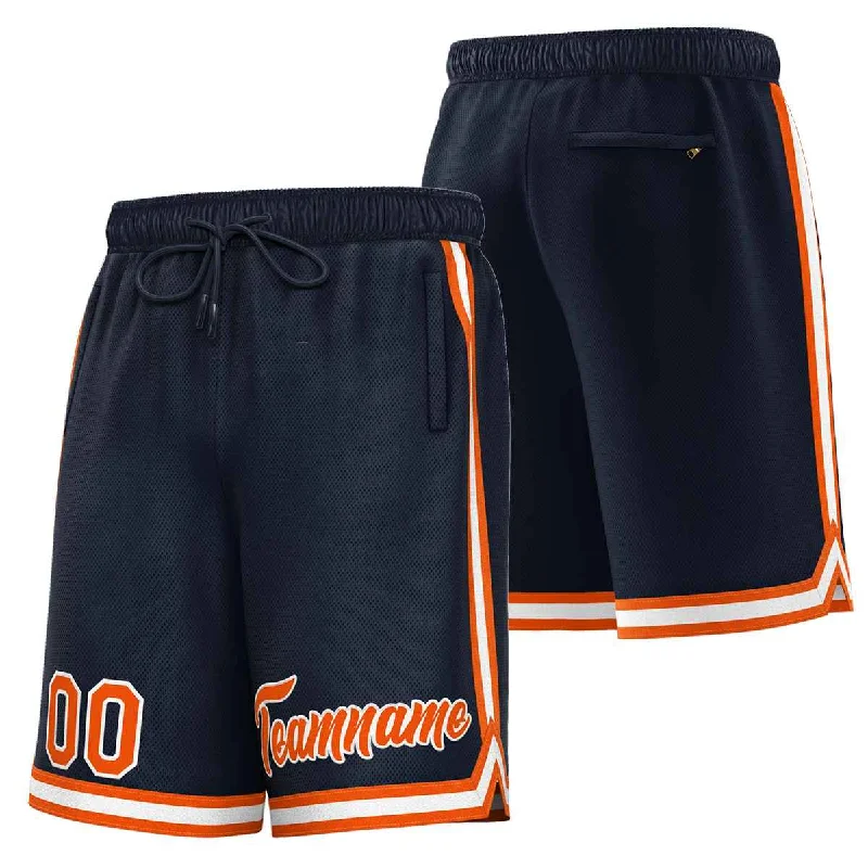 Comfortable basketball shorts for casual wear-Custom Navy Orange-White Sport Basketball Shorts