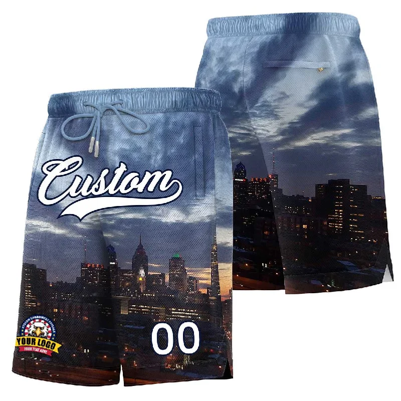 High-quality basketball shorts for professional teams-Custom Personalized Philadelphia City Landscape Basketball Shorts