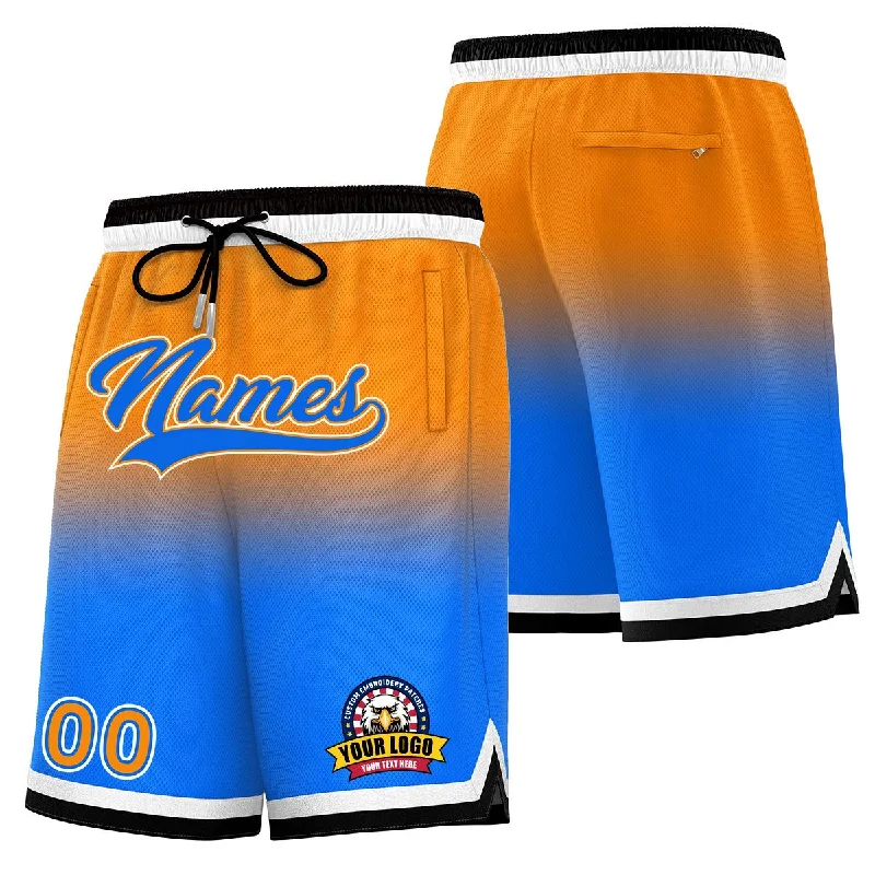 Basketball shorts for youth leagues with team designs-Custom Orange Blue Personalized Gradient Fashion Basketball Shorts