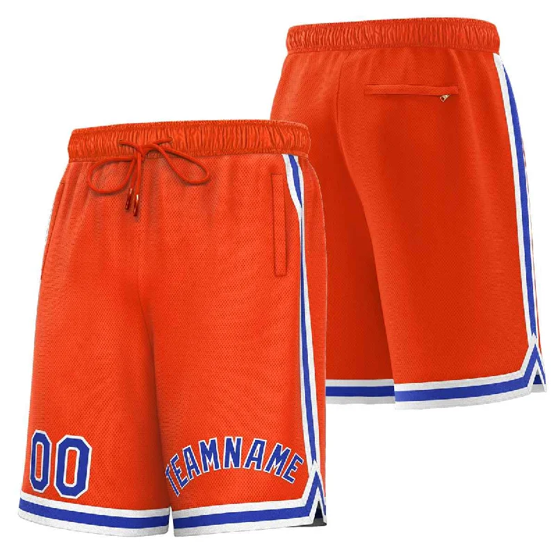 Custom basketball shorts for team uniforms-Custom Orange Royal-White Sport Basketball Shorts