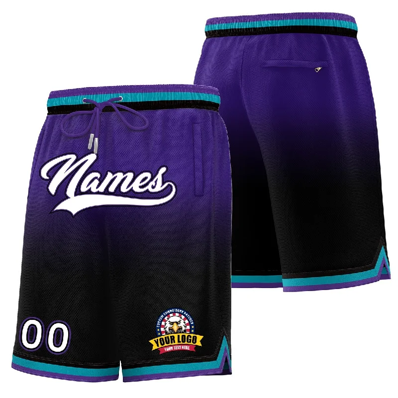 Custom basketball shorts for gym workouts and exercise-Custom Purple Black Personalized Gradient Fashion Basketball Shorts