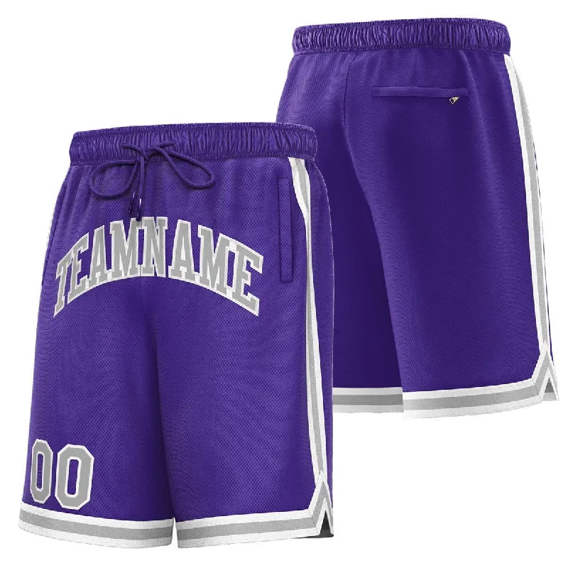 Lightweight basketball shorts for hot weather games-Custom Purple Gray Sport Basketball Shorts