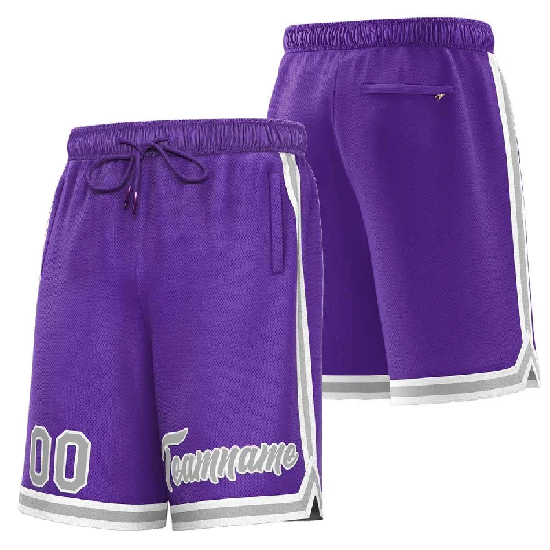 Basketball shorts with moisture-wicking technology-Custom Purple Gray-White Sport Basketball Shorts