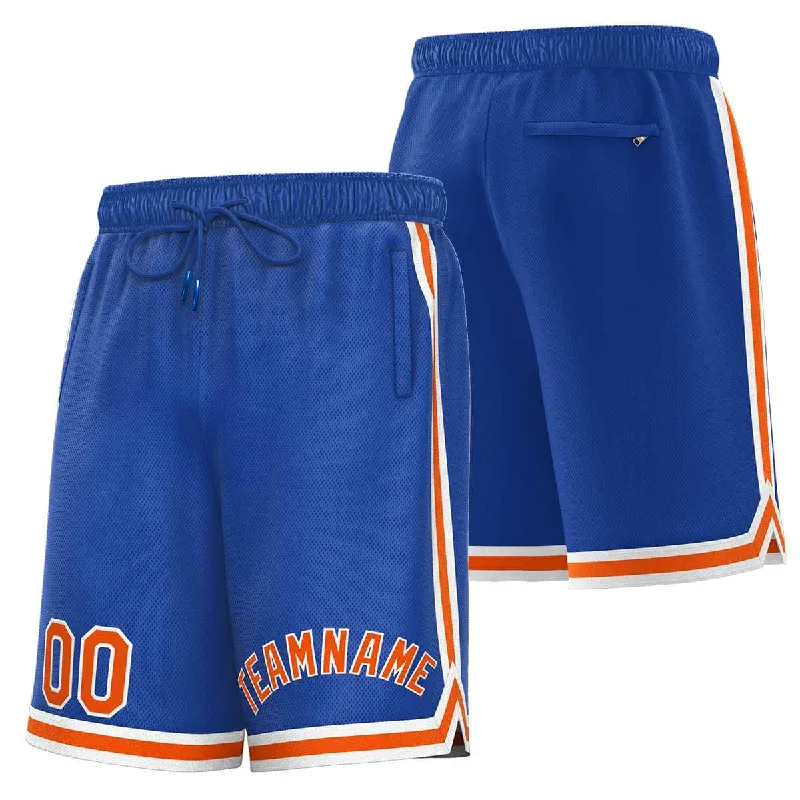 Custom basketball shorts for school teams-Custom Royal Orange-White Sport Basketball Shorts