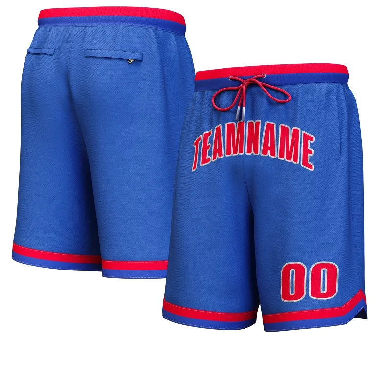 Basketball shorts with bold stripes and accents-Custom Royal Red-White Personalized Basketball Shorts