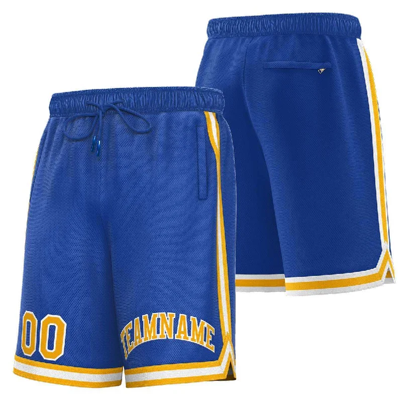 High-quality basketball shorts for amateur leagues-Custom Royal Yellow-White Sport Basketball Shorts