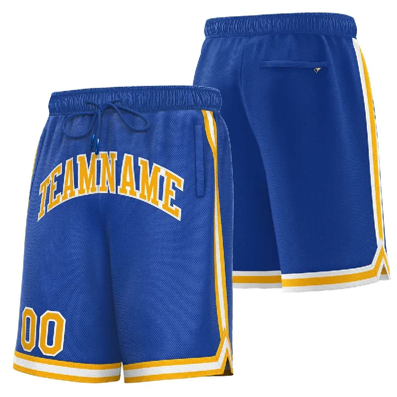 Custom basketball shorts for family team events-Custom Royal Yellow-White Sport Basketball Shorts