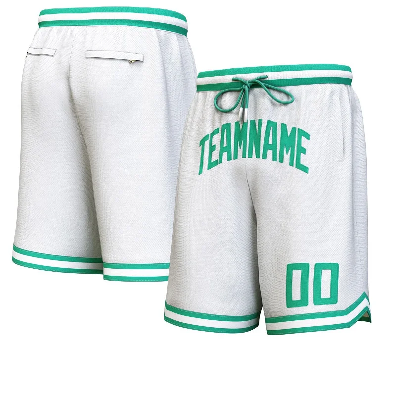 Basketball shorts with lightweight, breathable material-Custom White Green Personalized Basketball Shorts