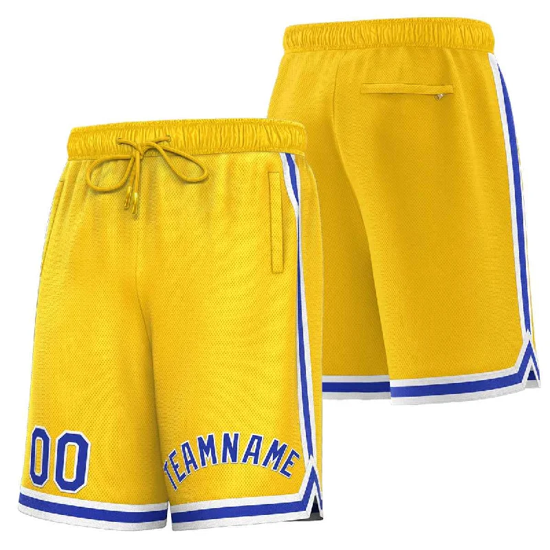 Custom basketball shorts with elastic cuffs for a snug fit-Custom Yellow Royal-White Sport Basketball Shorts