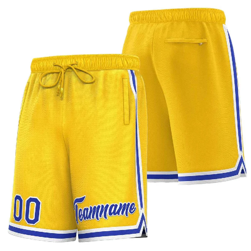 Custom basketball shorts for travel teams-Custom Yellow Royal-White Sport Basketball Shorts